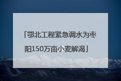 鄂北工程紧急调水为枣阳150万亩小麦解渴